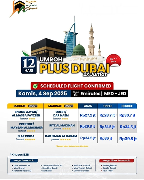 Paket Umroh Plus Dubai 12 Hari Harga Hemat 2025 - Hijrah Mandiri Tour