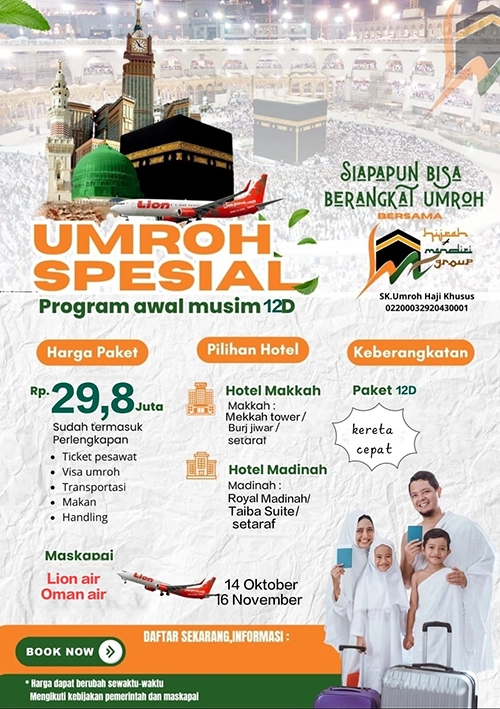 Promo Umroh 12 Hari Bersama Hijrah Mandiri